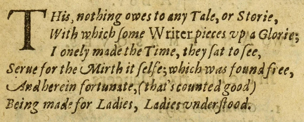 An illustration from The Inner Temple masque, or, Masque of heroes : presented (as an entertainement for many worthy ladies:) by gentlemen of the same ancient and noble house, 1619, leaf 7