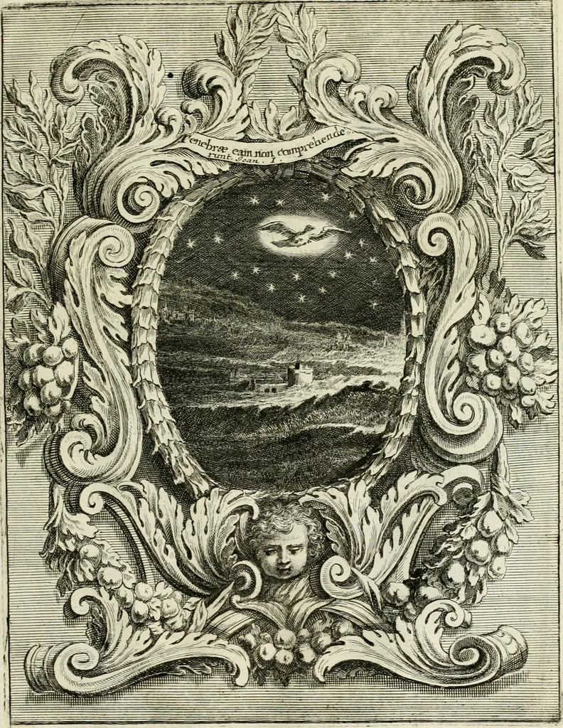 An illustration from Innocentia vindicata : in qua gravissimis argumentis ex S. Thoma petitis ostenditur, angelicum doctorem pro Immaculato Conceptu Deiparae sensisse & scripsisse ..., 1695, leaf 154