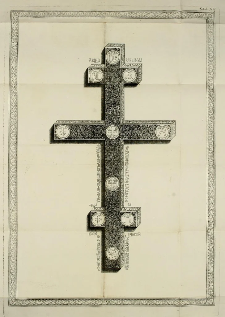 An illustration from In perantiquam sacram tabulam Graecam insigni Sodalitio Sanctae Mariae Caritatis Venetiarum ab Amplissimo Cardinali Bessarione dono datam dissertatio, 1767, leaf 169