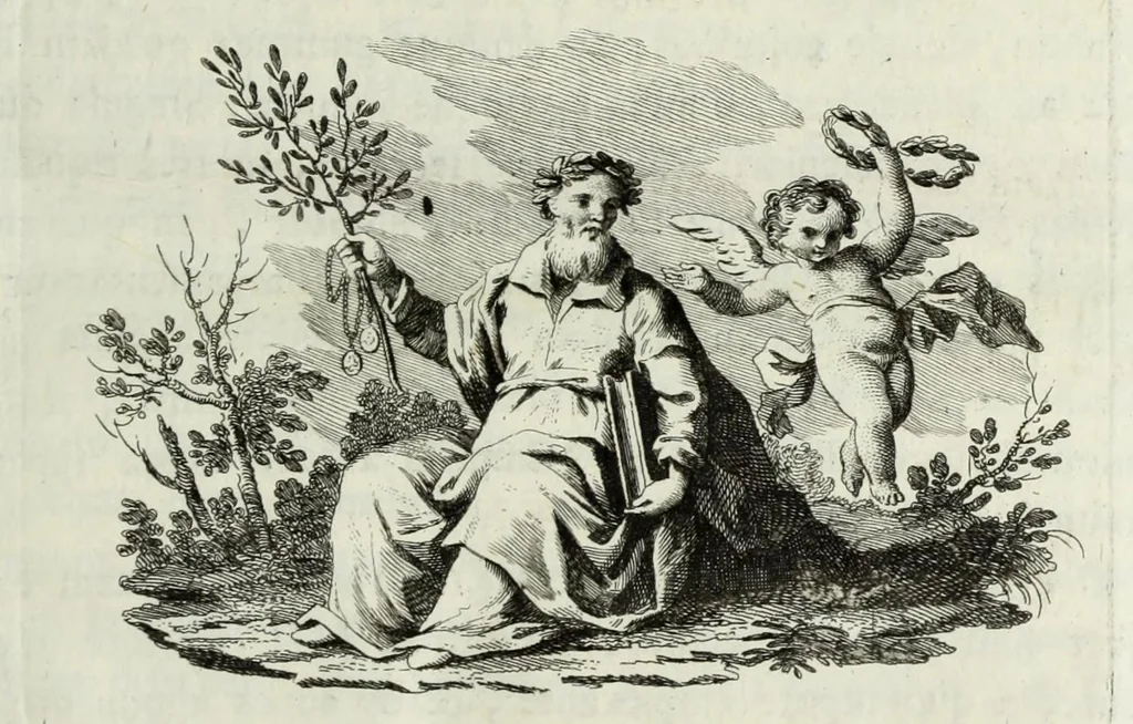 An illustration from In perantiquam sacram tabulam Graecam insigni Sodalitio Sanctae Mariae Caritatis Venetiarum ab Amplissimo Cardinali Bessarione dono datam dissertatio, 1767, leaf 31