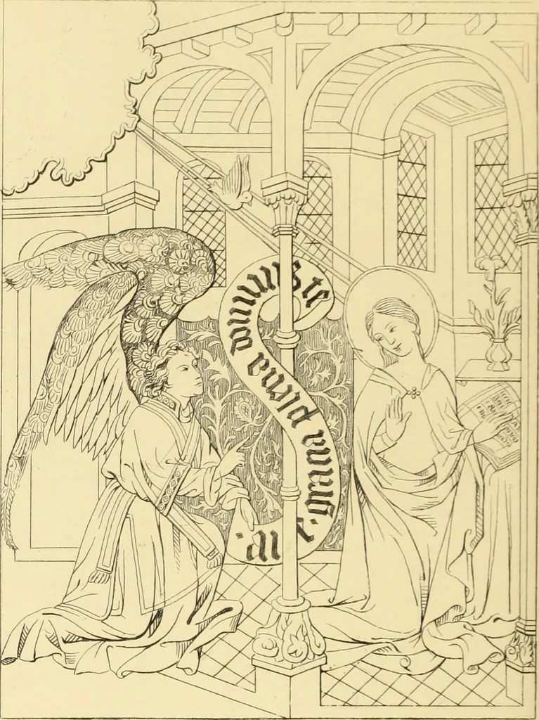 An illustration from An inquiry concerning the invention of printing : in which the systems of Meerman, Heinecken, Santander, and Koning are reviewed : including also notices of the early use of wood-engraving in Europe, the block-books, etc., 1863, leaf 239