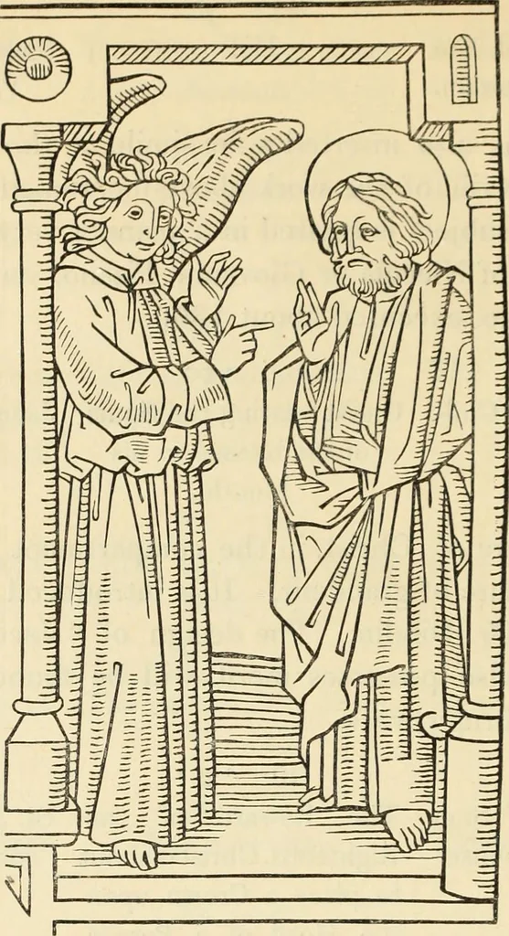 An illustration from An inquiry concerning the invention of printing : in which the systems of Meerman, Heinecken, Santander, and Koning are reviewed : including also notices of the early use of wood-engraving in Europe, the block-books, etc., 1863, leaf 271