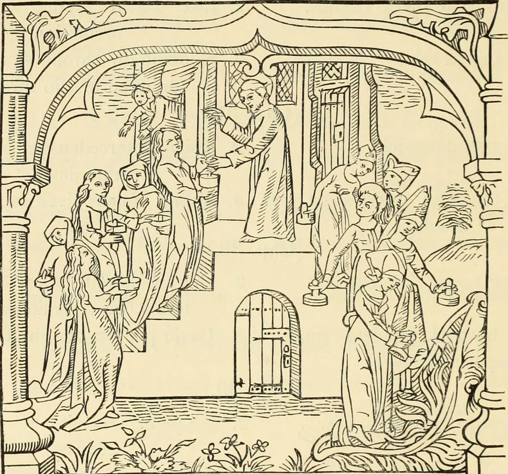 An illustration from An inquiry concerning the invention of printing : in which the systems of Meerman, Heinecken, Santander, and Koning are reviewed : including also notices of the early use of wood-engraving in Europe, the block-books, etc., 1863, leaf 301