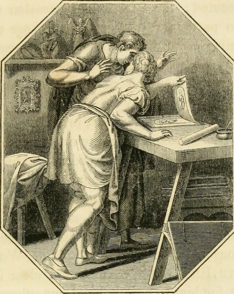 An illustration from An inquiry into the origin and early history of engraving : upon copper and in wood, with an account of engravers and their works, from the invention of chalcography by Maso Finiguerra, to the time of Marc' Antonio Raimondi, 1816, leaf 28