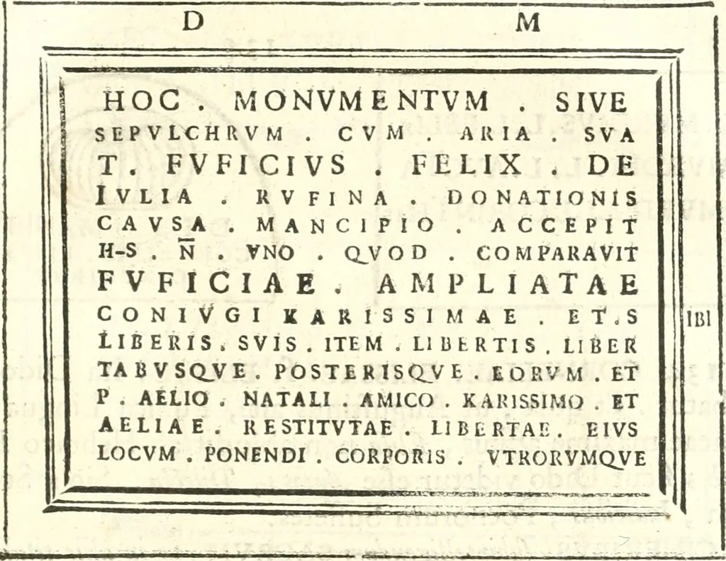 An illustration from Inscriptiones antiqvae in Etrvriae vrbibvs exstantes, 1727, leaf 512