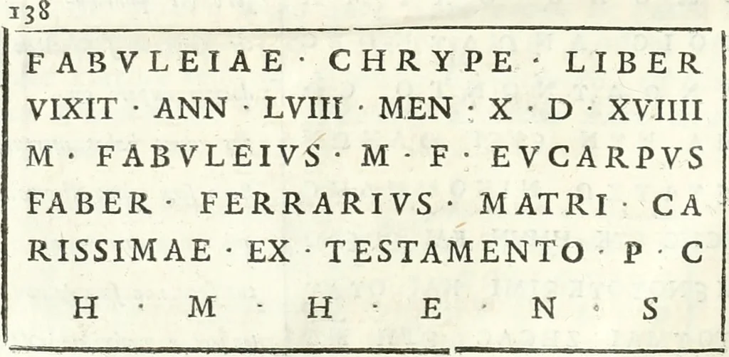 An illustration from Inscriptiones antiqvae in Etrvriae vrbibvs exstantes, 1727, leaf 287