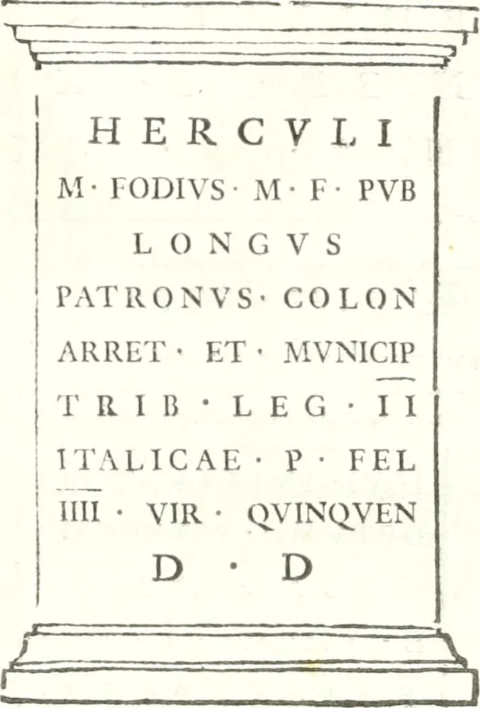 An illustration from Inscriptiones antiqvae in Etrvriae vrbibvs exstantes, 1727, leaf 328