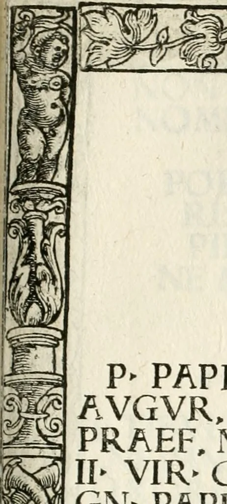 An illustration from Inscriptiones sacrosanctae vetvstatis : non illae qvidem romanae, sed totivs fere orbis svmmo stvdio ac maximis impensis Terra Mariqs conquisitæ feliciter incipiunt, 1534, leaf 108