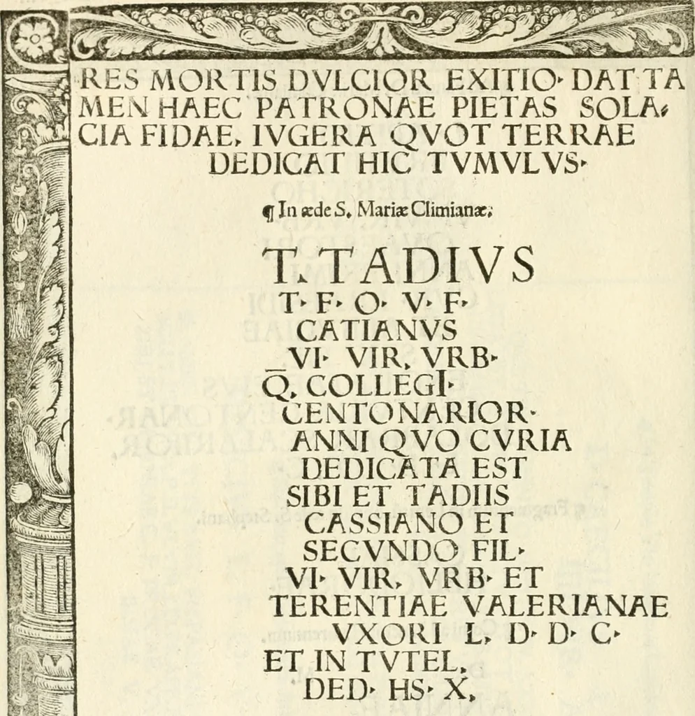 An illustration from Inscriptiones sacrosanctae vetvstatis : non illae qvidem romanae, sed totivs fere orbis svmmo stvdio ac maximis impensis Terra Mariqs conquisitæ feliciter incipiunt, 1534, leaf 129