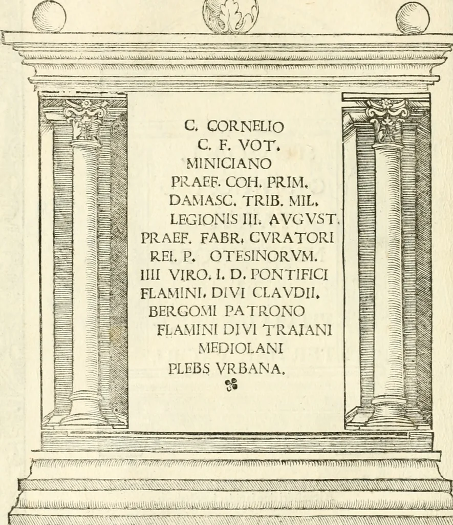 An illustration from Inscriptiones sacrosanctae vetvstatis : non illae qvidem romanae, sed totivs fere orbis svmmo stvdio ac maximis impensis Terra Mariqs conquisitæ feliciter incipiunt, 1534, leaf 133