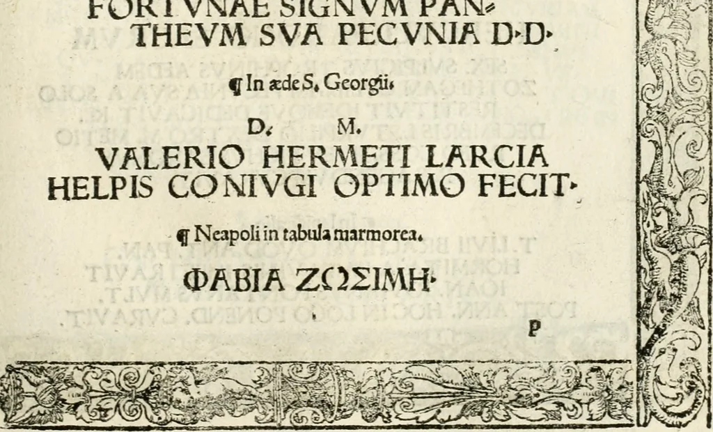 An illustration from Inscriptiones sacrosanctae vetvstatis : non illae qvidem romanae, sed totivs fere orbis svmmo stvdio ac maximis impensis Terra Mariqs conquisitæ feliciter incipiunt, 1534, leaf 154