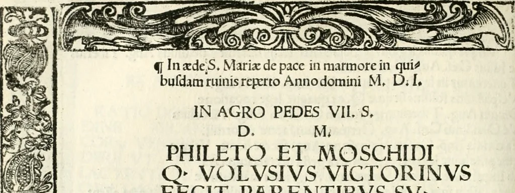 An illustration from Inscriptiones sacrosanctae vetvstatis : non illae qvidem romanae, sed totivs fere orbis svmmo stvdio ac maximis impensis Terra Mariqs conquisitæ feliciter incipiunt, 1534, leaf 299