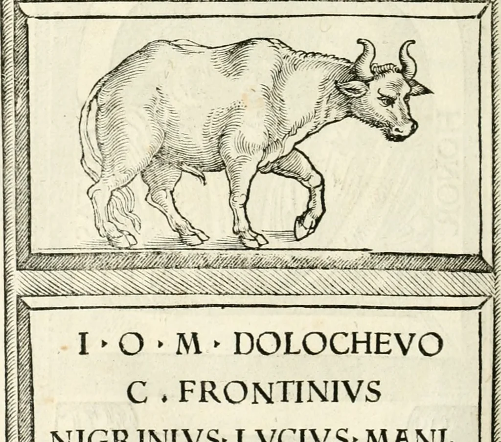 An illustration from Inscriptiones sacrosanctae vetvstatis : non illae qvidem romanae, sed totivs fere orbis svmmo stvdio ac maximis impensis Terra Mariqs conquisitæ feliciter incipiunt, 1534, leaf 313