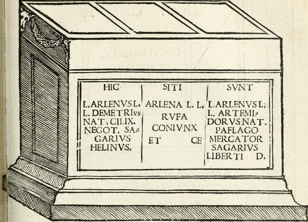 An illustration from Inscriptiones sacrosanctae vetvstatis : non illae qvidem romanae, sed totivs fere orbis svmmo stvdio ac maximis impensis Terra Mariqs conquisitæ feliciter incipiunt, 1534, leaf 314