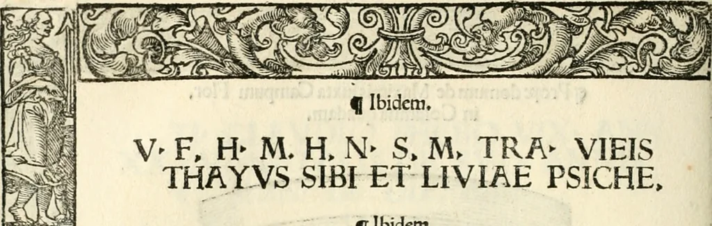 An illustration from Inscriptiones sacrosanctae vetvstatis : non illae qvidem romanae, sed totivs fere orbis svmmo stvdio ac maximis impensis Terra Mariqs conquisitæ feliciter incipiunt, 1534, leaf 345