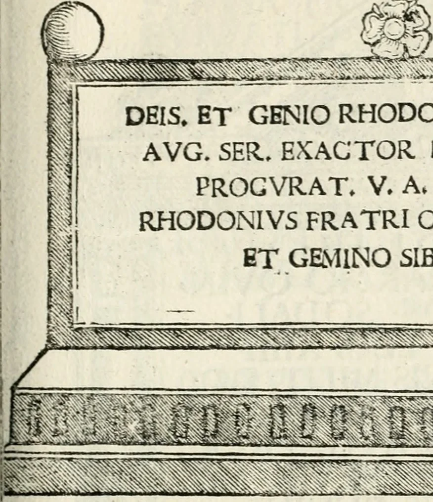An illustration from Inscriptiones sacrosanctae vetvstatis : non illae qvidem romanae, sed totivs fere orbis svmmo stvdio ac maximis impensis Terra Mariqs conquisitæ feliciter incipiunt, 1534, leaf 350