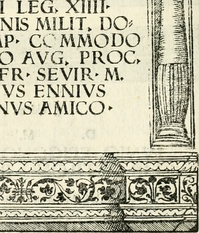 An illustration from Inscriptiones sacrosanctae vetvstatis : non illae qvidem romanae, sed totivs fere orbis svmmo stvdio ac maximis impensis Terra Mariqs conquisitæ feliciter incipiunt, 1534, leaf 351