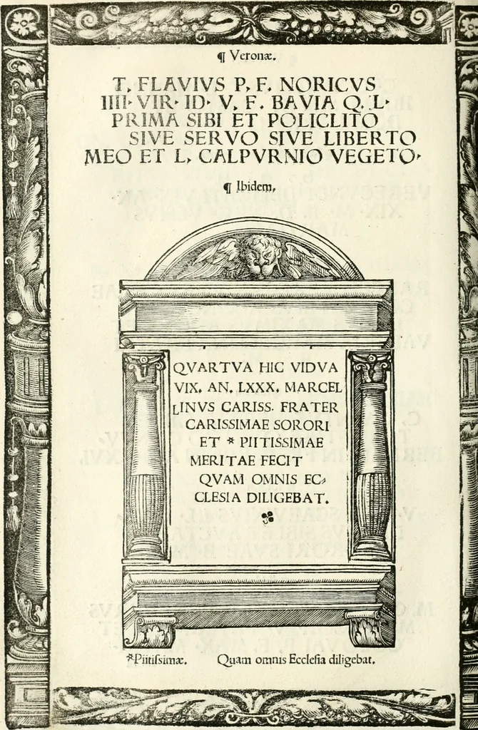 An illustration from Inscriptiones sacrosanctae vetvstatis : non illae qvidem romanae, sed totivs fere orbis svmmo stvdio ac maximis impensis Terra Mariqs conquisitæ feliciter incipiunt, 1534, leaf 375