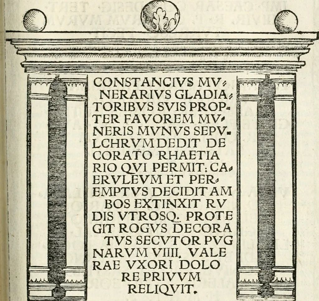 An illustration from Inscriptiones sacrosanctae vetvstatis : non illae qvidem romanae, sed totivs fere orbis svmmo stvdio ac maximis impensis Terra Mariqs conquisitæ feliciter incipiunt, 1534, leaf 394