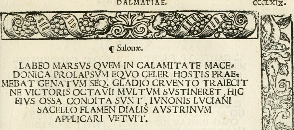 An illustration from Inscriptiones sacrosanctae vetvstatis : non illae qvidem romanae, sed totivs fere orbis svmmo stvdio ac maximis impensis Terra Mariqs conquisitæ feliciter incipiunt, 1534, leaf 410