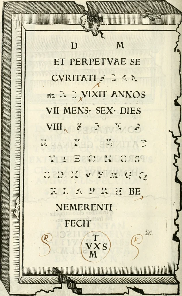 An illustration from Inscriptiones sacrosanctae vetvstatis : non illae qvidem romanae, sed totivs fere orbis svmmo stvdio ac maximis impensis Terra Mariqs conquisitæ feliciter incipiunt, 1534, leaf 467