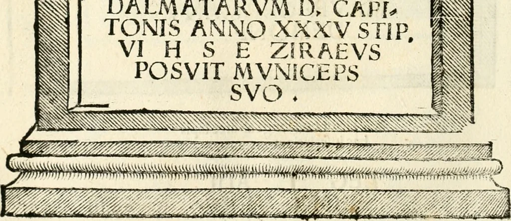 An illustration from Inscriptiones sacrosanctae vetvstatis : non illae qvidem romanae, sed totivs fere orbis svmmo stvdio ac maximis impensis Terra Mariqs conquisitæ feliciter incipiunt, 1534, leaf 519