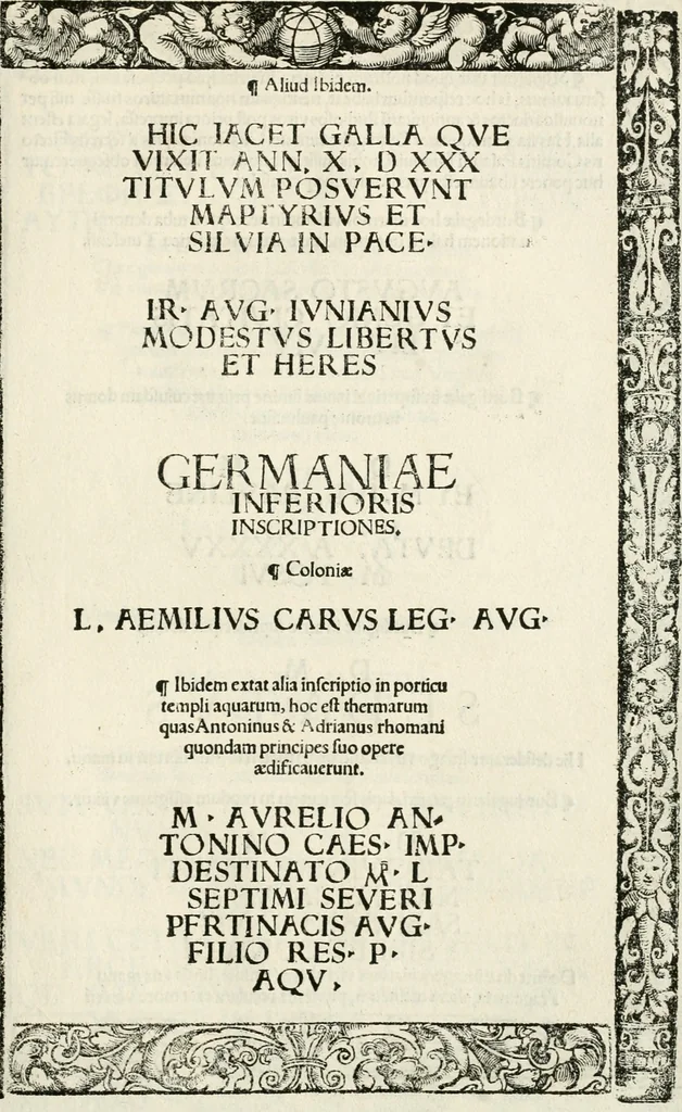 An illustration from Inscriptiones sacrosanctae vetvstatis : non illae qvidem romanae, sed totivs fere orbis svmmo stvdio ac maximis impensis Terra Mariqs conquisitæ feliciter incipiunt, 1534, leaf 528
