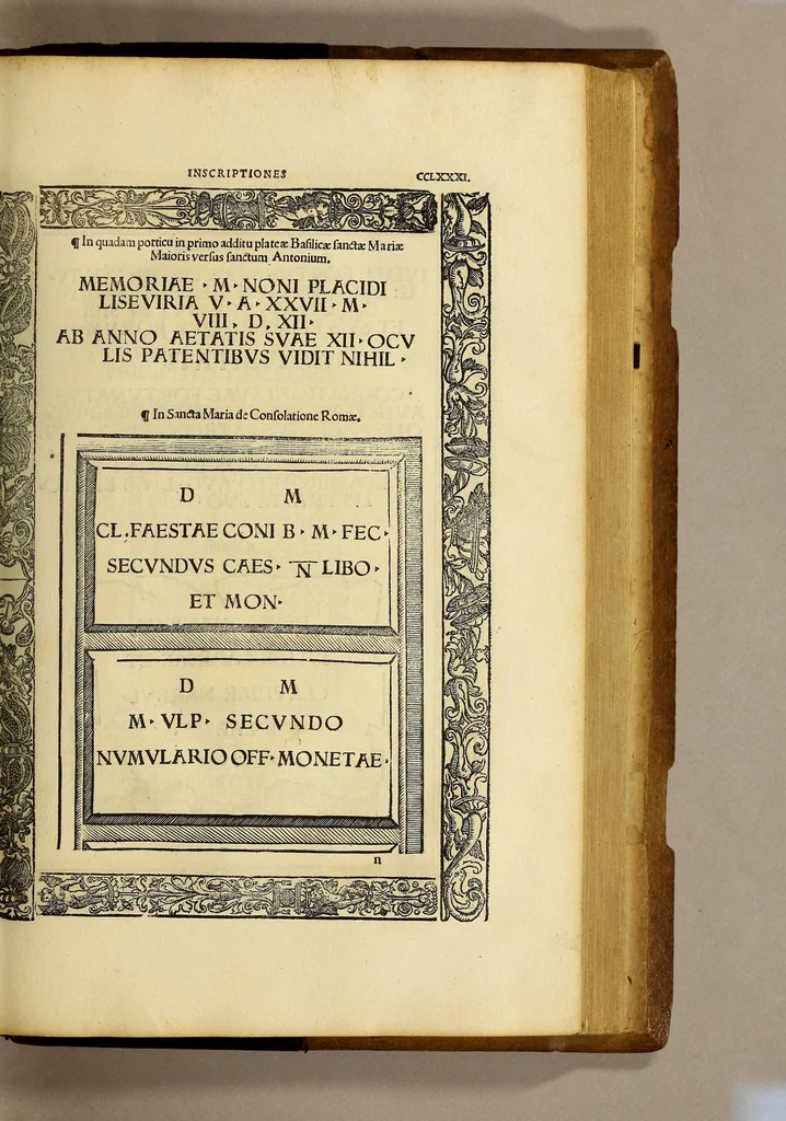 An illustration from Inscriptiones sacrosanctae vetustatis non illae quidem Romanae, sed totius fere orbis summo studio ac maxiimis impensis terra mariq[ue] conquisitae feliciter incipiunt., 1534, leaf 323