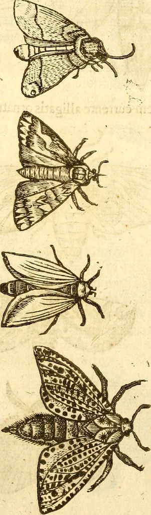 An illustration from Insectorum sive minimorum animalium theatrum: olim ab Edoardo Wottono, Conrado Gesnero, Thomaque Pennio inchoatum: tandem Tho. Movfeti Londinâtis operâ sumptibusq; maximis concinnatum, auctum, perfectum: et ad vivum expressis iconibus suprà quingentis illustratum, 1634, leaf 121