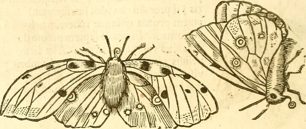 An illustration from Insectorum sive minimorum animalium theatrum: olim ab Edoardo Wottono, Conrado Gesnero, Thomaque Pennio inchoatum: tandem Tho. Movfeti Londinâtis operâ sumptibusq; maximis concinnatum, auctum, perfectum: et ad vivum expressis iconibus suprà quingentis illustratum, 1634, leaf 123