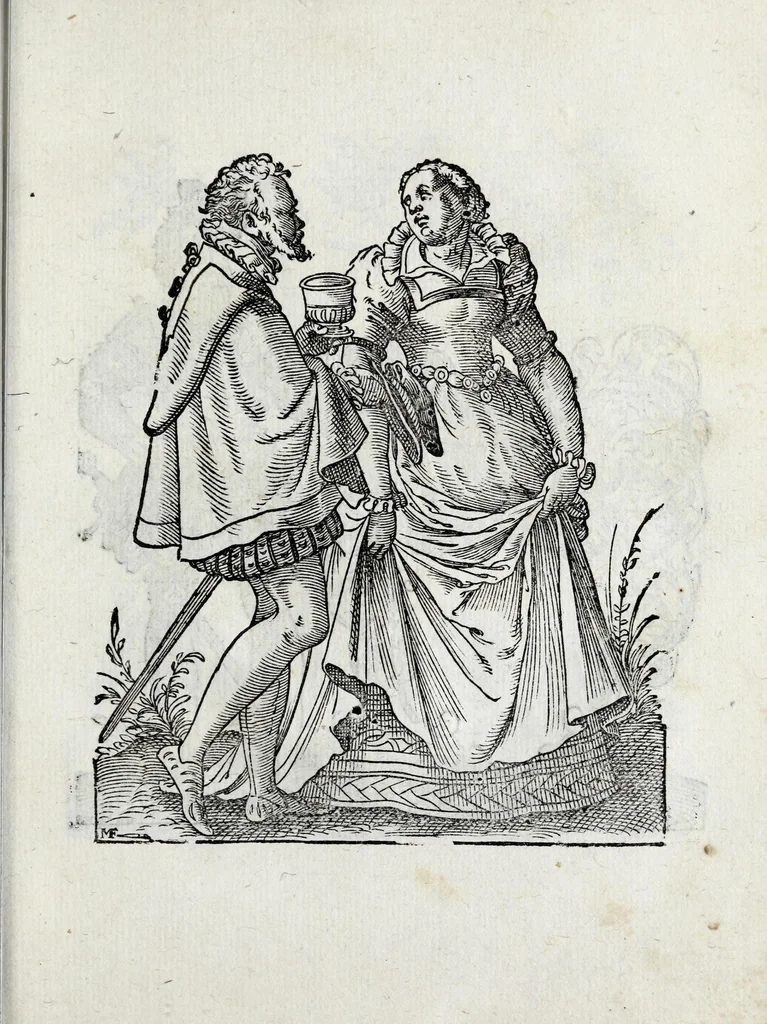 An illustration from Insignia sacrae caesareae maiestatis, principvm electorvm, ac aliqvot illvstrissimarvm, illvstrium, nobilium, & aliarum familiarum, formis artificiosissimis expressa : addito cuiq[ue] peculiari symbolo, & carmine octasticho, quibus cum ipsum insigne tum symbolum ingeniosè, ac sine vlla arrogantia vel mordacitate, liberaliter explicantur : his adiecta svnt totidem vacva (vti appellant) scuta, vt alij quoq[ue], quib. hoc institutum placebit, suae etiam gentis imagines penicillo adijcere possint .., 1579, leaf 237