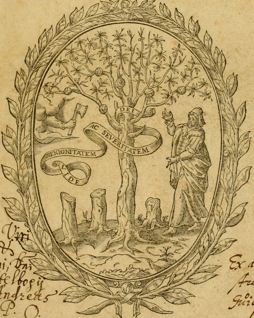 An illustration from Institutio christianae religionis .., 1592, leaf 4