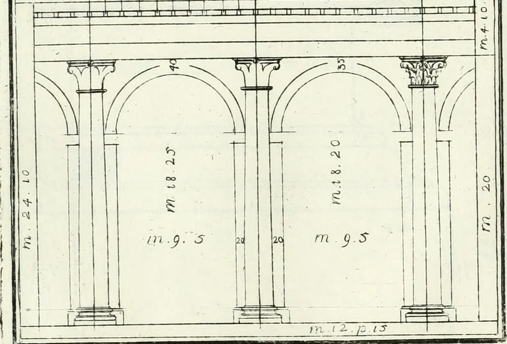 An illustration from Instituzione pratica dell' architettura civile per la decorazione de' pubblici, e privati edifici : preceduta da un articolo di geometria in pratica ad uso delli disegnatori ed artifici, 1766, leaf 118