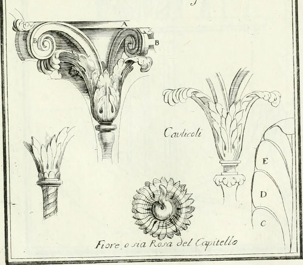 An illustration from Instituzione pratica dell' architettura civile per la decorazione de' pubblici, e privati edifici : preceduta da un articolo di geometria in pratica ad uso delli disegnatori ed artifici, 1766, leaf 132