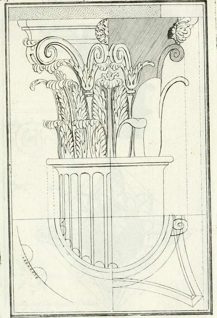An illustration from Instituzione pratica dell' architettura civile per la decorazione de' pubblici, e privati edifici : preceduta da un articolo di geometria in pratica ad uso delli disegnatori ed artifici, 1766, leaf 134