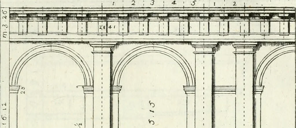 An illustration from Instituzione pratica dell' architettura civile per la decorazione de' pubblici, e privati edifici : preceduta da un articolo di geometria in pratica ad uso delli disegnatori ed artifici, 1766, leaf 160