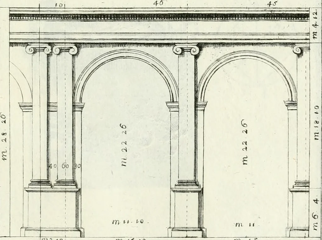 An illustration from Instituzione pratica dell' architettura civile per la decorazione de' pubblici, e privati edifici : preceduta da un articolo di geometria in pratica ad uso delli disegnatori ed artifici, 1766, leaf 170