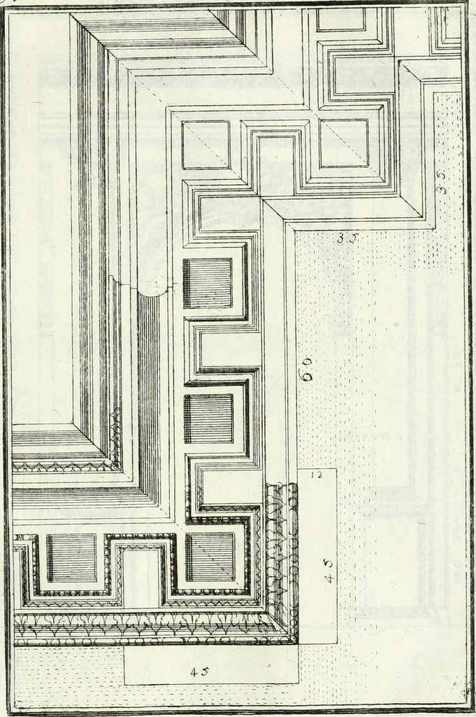 An illustration from Instituzione pratica dell' architettura civile per la decorazione de' pubblici, e privati edifici : preceduta da un articolo di geometria in pratica ad uso delli disegnatori ed artifici, 1766, leaf 194