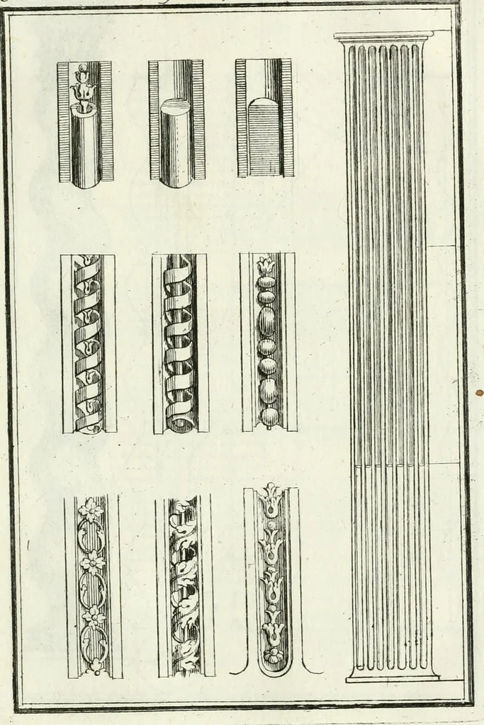 An illustration from Instituzione pratica dell' architettura civile per la decorazione de' pubblici, e privati edifici : preceduta da un articolo di geometria in pratica ad uso delli disegnatori ed artifici, 1766, leaf 212