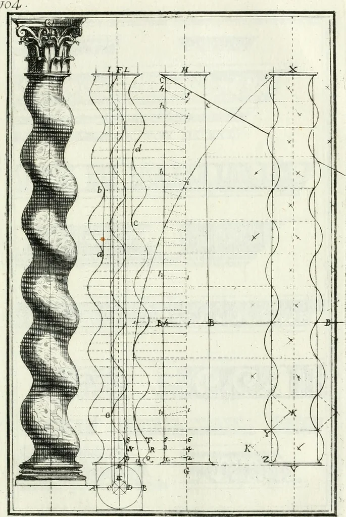 An illustration from Instituzione pratica dell' architettura civile per la decorazione de' pubblici, e privati edifici : preceduta da un articolo di geometria in pratica ad uso delli disegnatori ed artifici, 1766, leaf 214