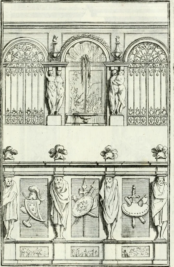 An illustration from Instituzione pratica dell' architettura civile per la decorazione de' pubblici, e privati edifici : preceduta da un articolo di geometria in pratica ad uso delli disegnatori ed artifici, 1766, leaf 234