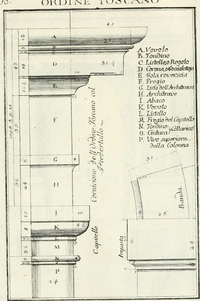 An illustration from Instituzione pratica dell' architettura civile per la decorazione de' pubblici, e privati edifici : preceduta da un articolo di geometria in pratica ad uso delli disegnatori ed artifici, 1766, leaf 26