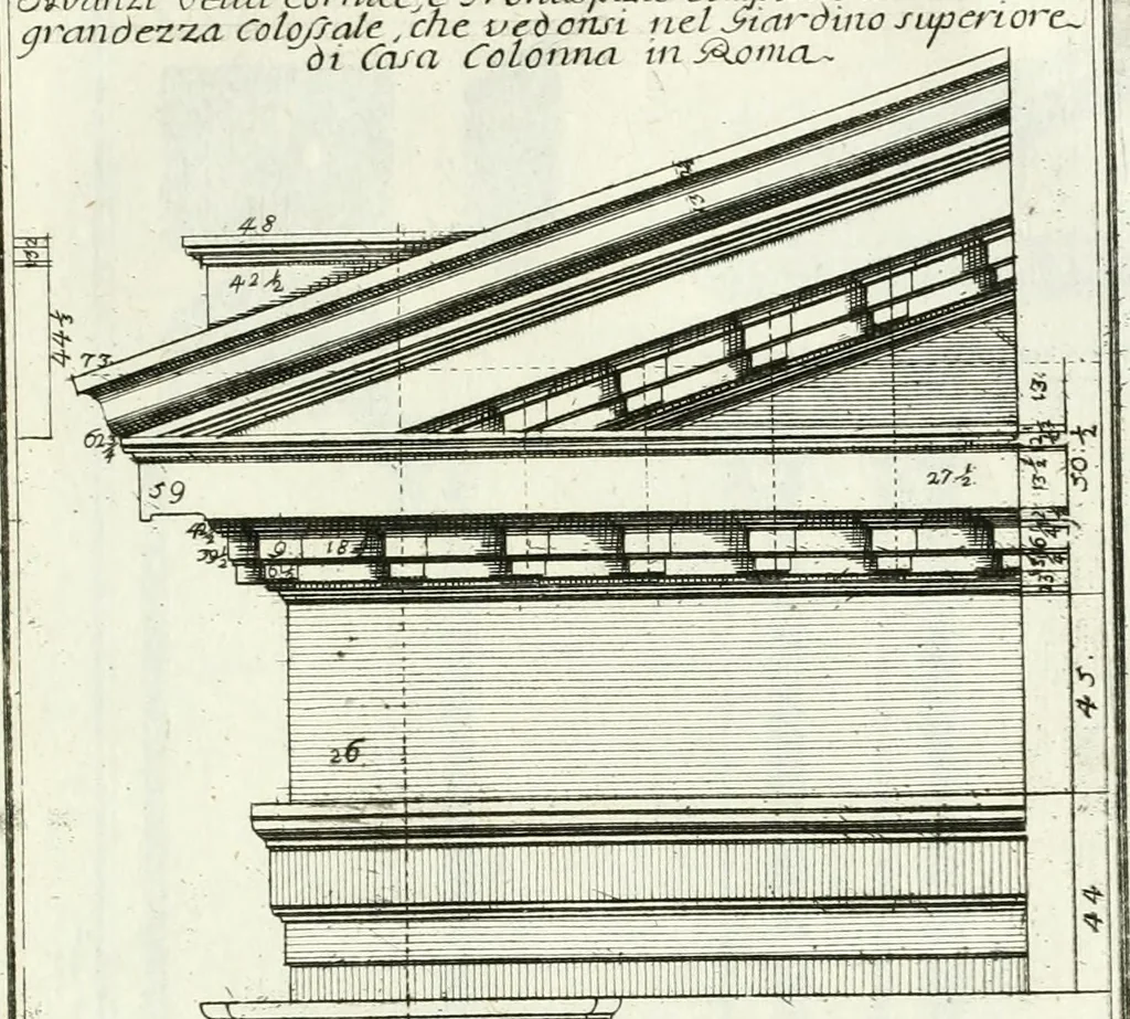 An illustration from Instituzione pratica dell' architettura civile per la decorazione de' pubblici, e privati edifici : preceduta da un articolo di geometria in pratica ad uso delli disegnatori ed artifici, 1766, leaf 276