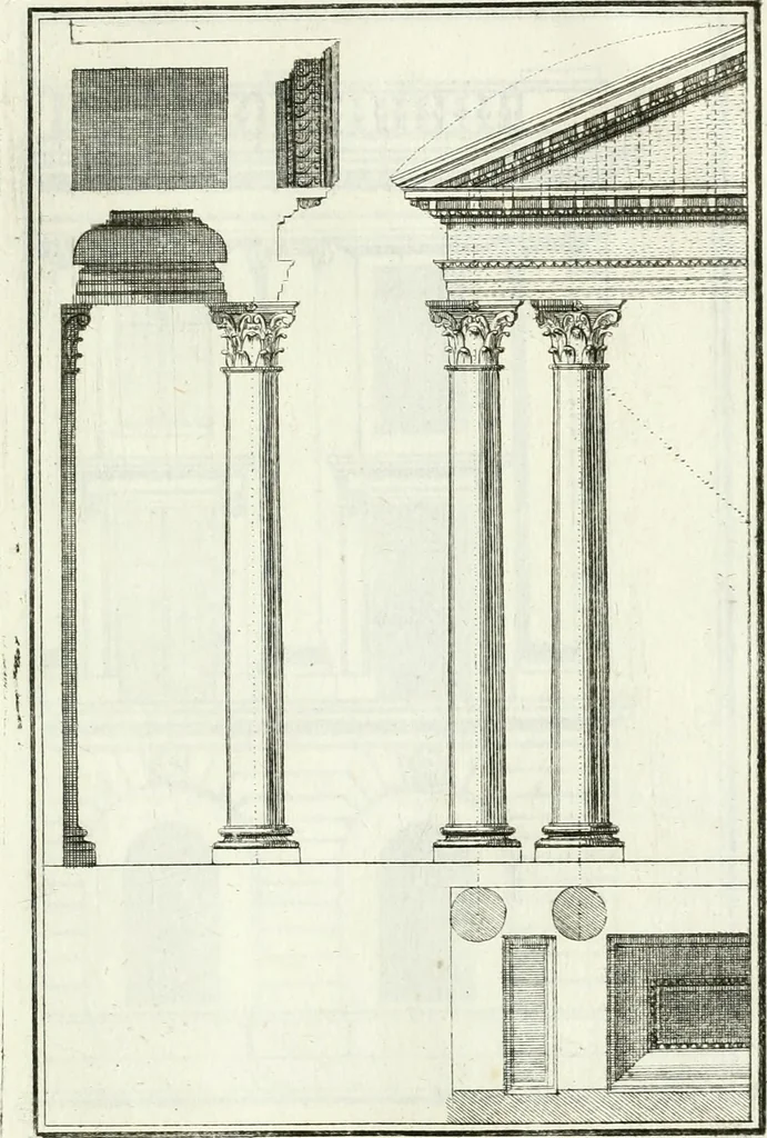 An illustration from Instituzione pratica dell' architettura civile per la decorazione de' pubblici, e privati edifici : preceduta da un articolo di geometria in pratica ad uso delli disegnatori ed artifici, 1766, leaf 278