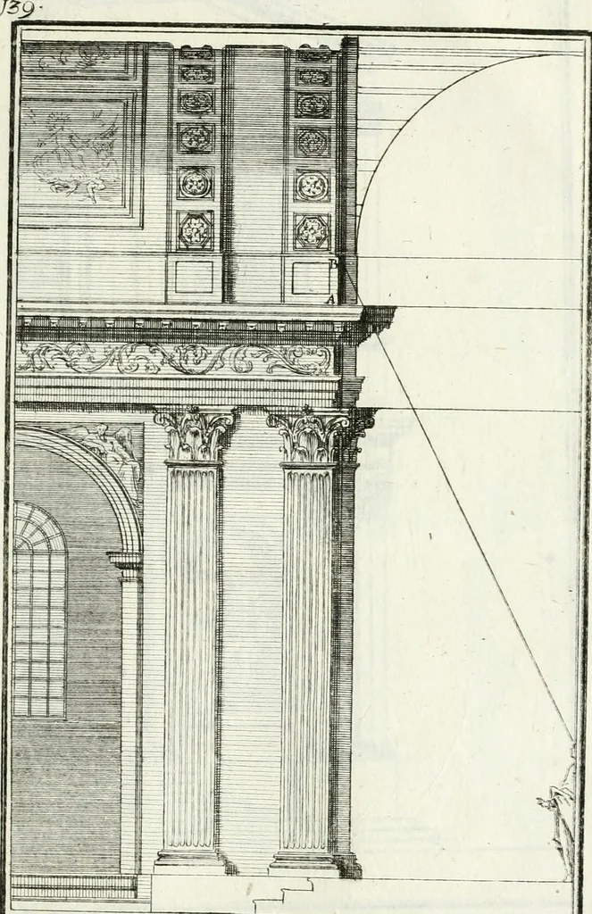 An illustration from Instituzione pratica dell' architettura civile per la decorazione de' pubblici, e privati edifici : preceduta da un articolo di geometria in pratica ad uso delli disegnatori ed artifici, 1766, leaf 284