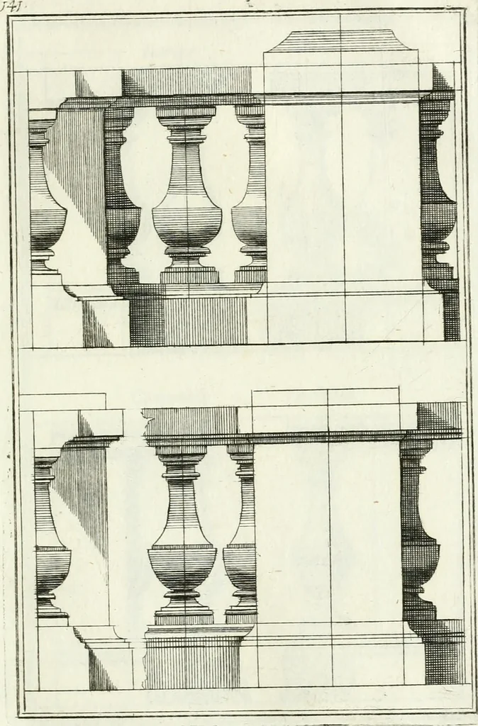 An illustration from Instituzione pratica dell' architettura civile per la decorazione de' pubblici, e privati edifici : preceduta da un articolo di geometria in pratica ad uso delli disegnatori ed artifici, 1766, leaf 288