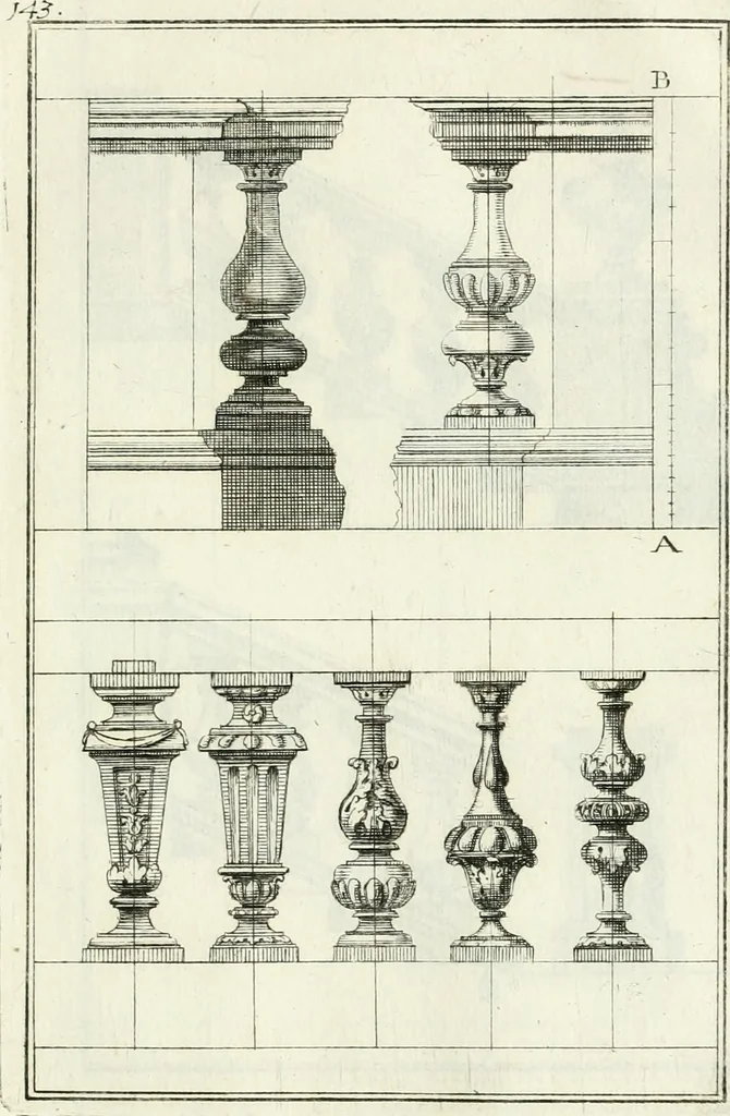 An illustration from Instituzione pratica dell' architettura civile per la decorazione de' pubblici, e privati edifici : preceduta da un articolo di geometria in pratica ad uso delli disegnatori ed artifici, 1766, leaf 292