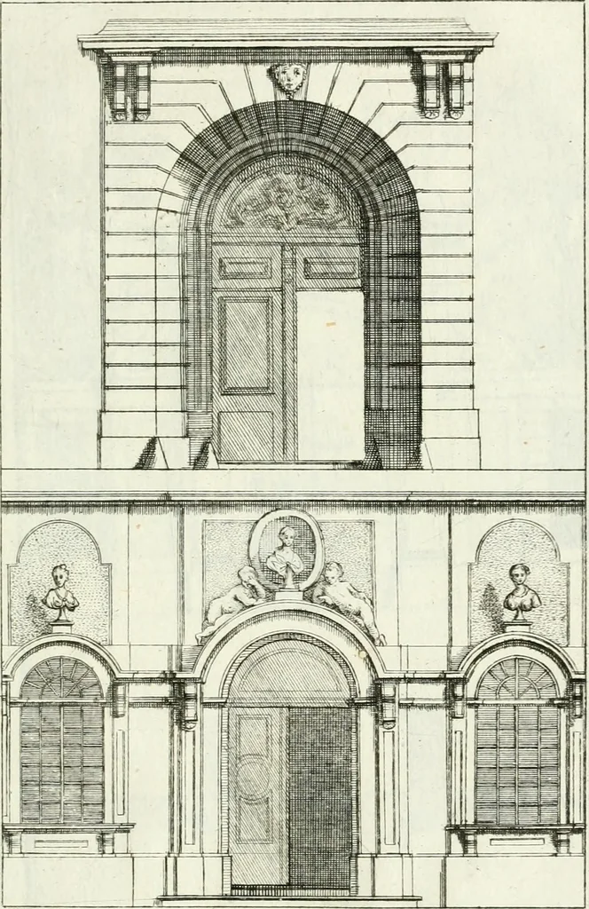 An illustration from Instituzione pratica dell' architettura civile per la decorazione de' pubblici, e privati edifici : preceduta da un articolo di geometria in pratica ad uso delli disegnatori ed artifici, 1766, leaf 308