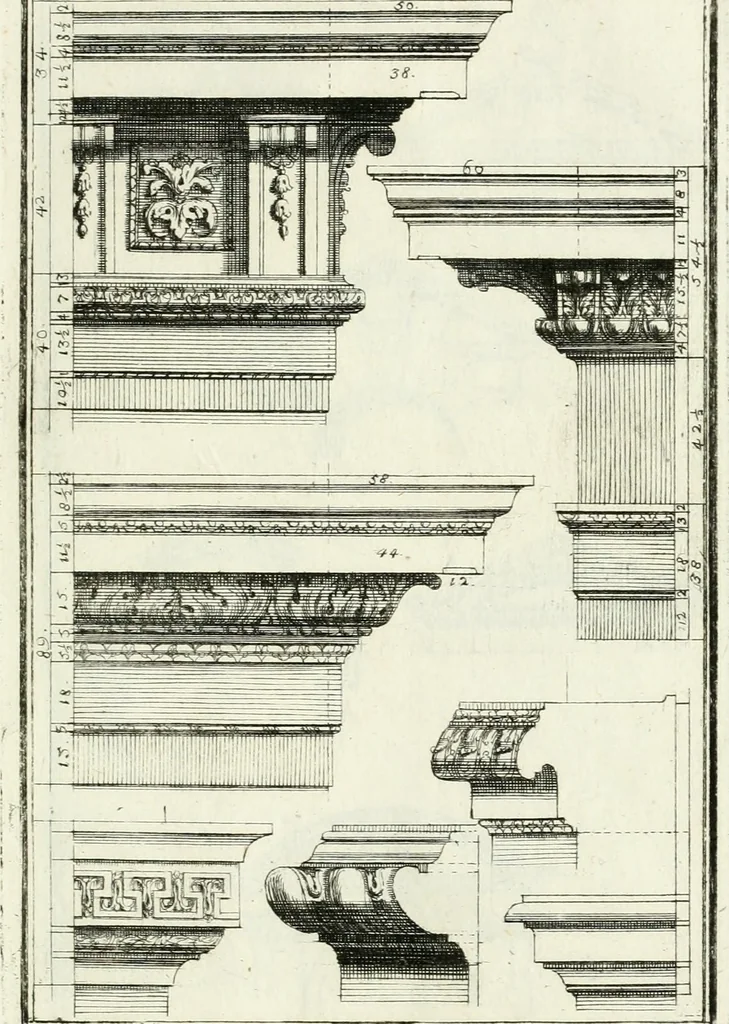 An illustration from Instituzione pratica dell' architettura civile per la decorazione de' pubblici, e privati edifici : preceduta da un articolo di geometria in pratica ad uso delli disegnatori ed artifici, 1766, leaf 322