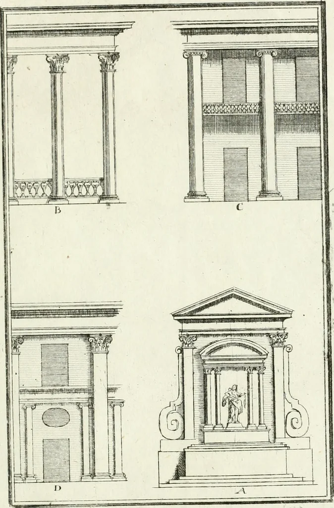 An illustration from Instituzione pratica dell' architettura civile per la decorazione de' pubblici, e privati edifici : preceduta da un articolo di geometria in pratica ad uso delli disegnatori ed artifici, 1766, leaf 326